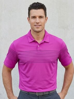 Nike Golf Dri-FIT Men's XL Polo Shirt - Vibrant Fuchsia Pink Striped Performance